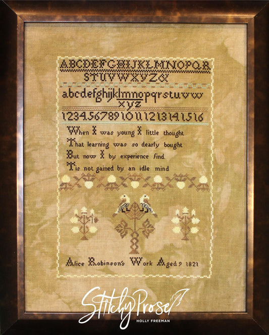 Alice Robinson 1821 Reproduction Sampler