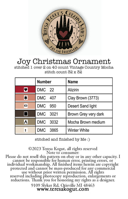 Joy Christmas Ornament