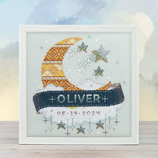 Modern Baby Sampler Moon & Stars
