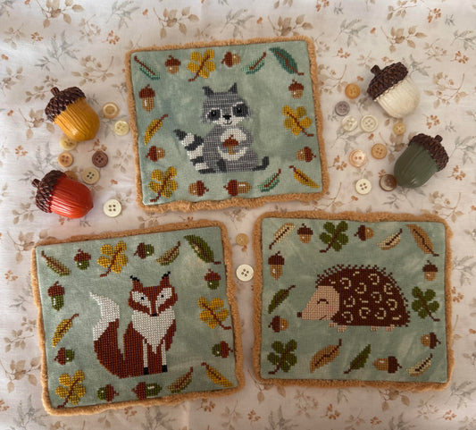 Wood Animals Series - Fox, Hedgehog and Raccoon